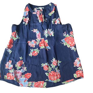 🎁 Joie Navy and Red Floral Top